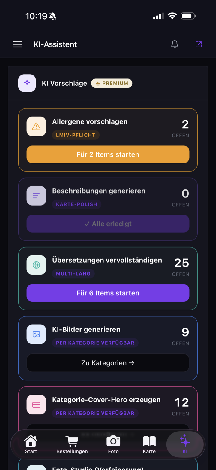 MenüCo App — KI-Assistent mit Vorschlägen